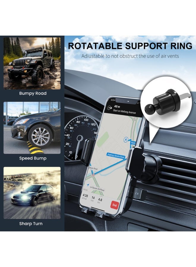 Car Phone Holder, Screw-Tightened Vent Mount, Thick Case Friendly, 360-Degree Rotation, Universal for iPhone Android - Image 3