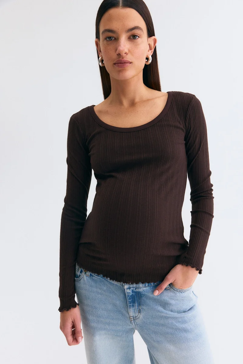 MAMA Pointelle-knit top