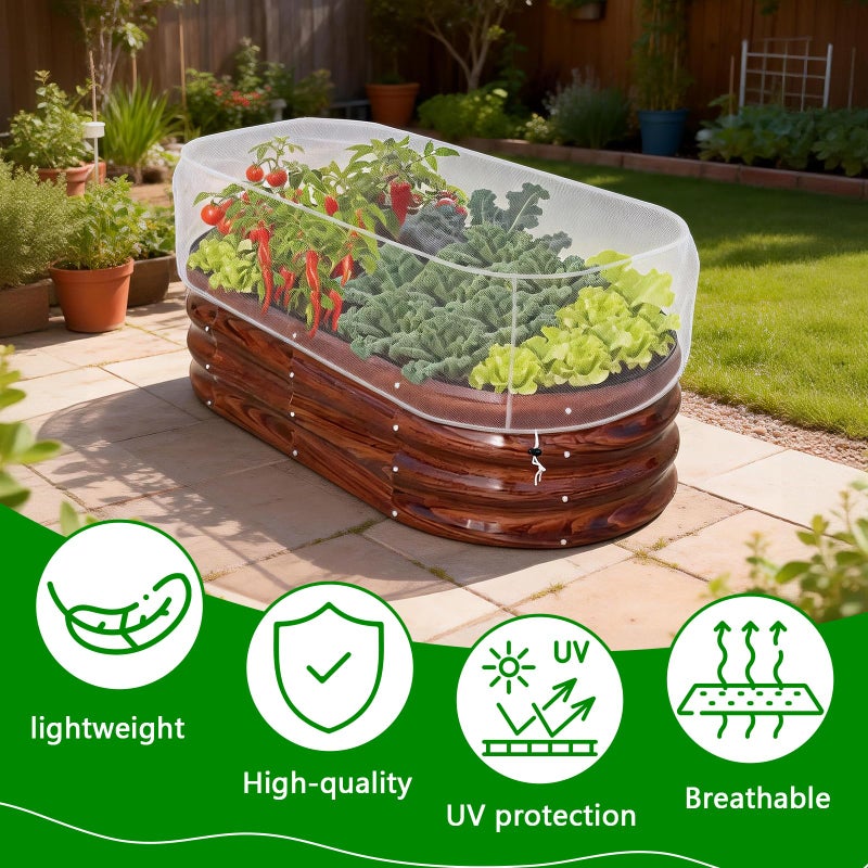 KSFTWUSOL 2 PCS Garden Netting for Raised Beds 2x4 Fine Mesh Raised Beds Garden Bug Netting Pest Barrier Screen with Drawstring for Plants to Keep Small Animals Pest Out Protect for Vegetables (2x4 FT) - Image 3