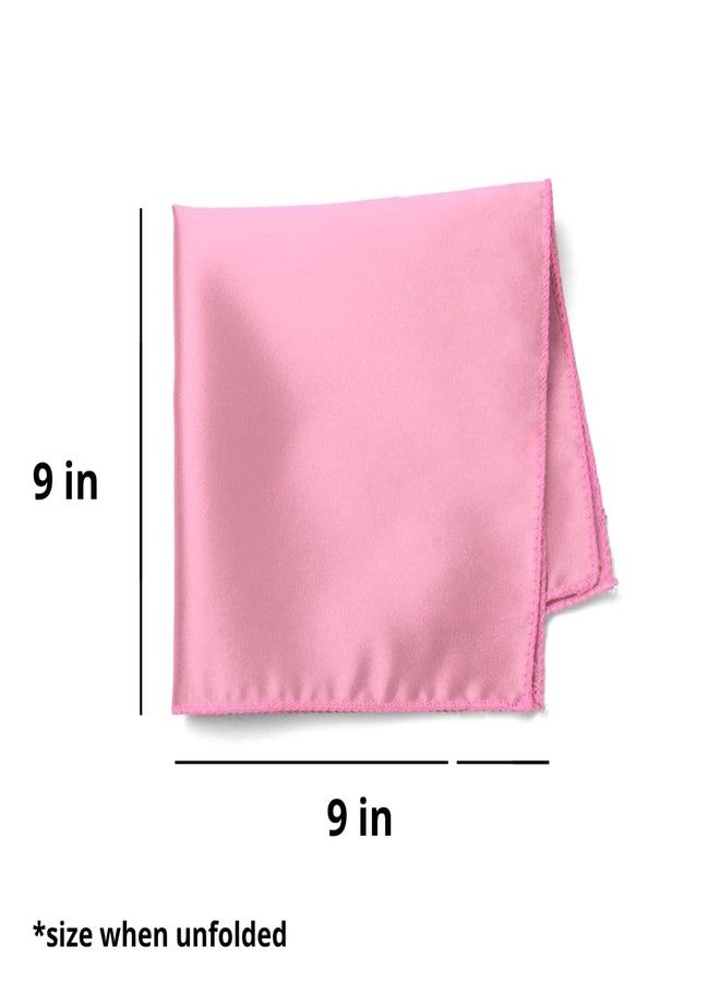 tiemart Bright Pink Solid Color Pocket Square - Image 2