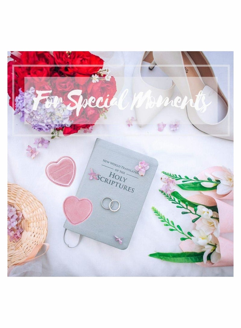 Excefore Heart Shape Ring Bearer Box, Premium Velvet Gorgeous Vintage Double Ring Organizer Jewelry Gift Storage for Wedding, Proposal, Engagement, Ceremony - Image 4