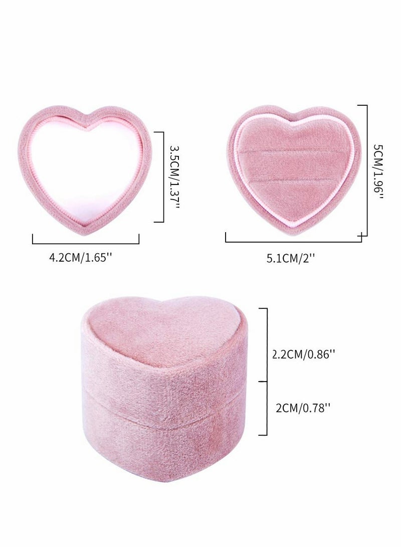 Excefore Heart Shape Ring Bearer Box, Premium Velvet Gorgeous Vintage Double Ring Organizer Jewelry Gift Storage for Wedding, Proposal, Engagement, Ceremony - Image 2