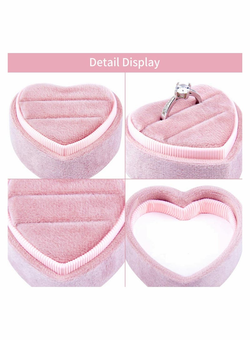 Excefore Heart Shape Ring Bearer Box, Premium Velvet Gorgeous Vintage Double Ring Organizer Jewelry Gift Storage for Wedding, Proposal, Engagement, Ceremony - Image 3