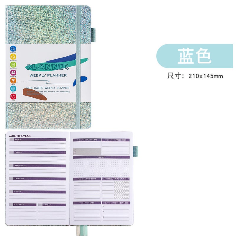 A5 Week Plan This Dot Matrix Square Self-Discipline Strap Notebook No Date Plan This Efficiency Manual - Image 1
