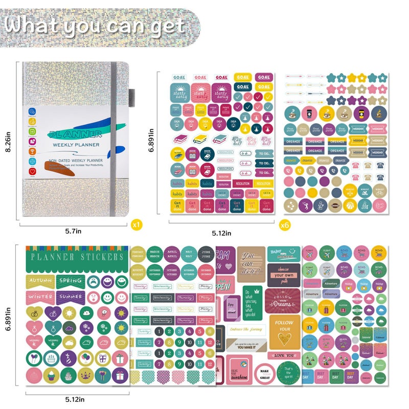 A5 Week Plan This Dot Matrix Square Self-Discipline Strap Notebook No Date Plan This Efficiency Manual - Image 3
