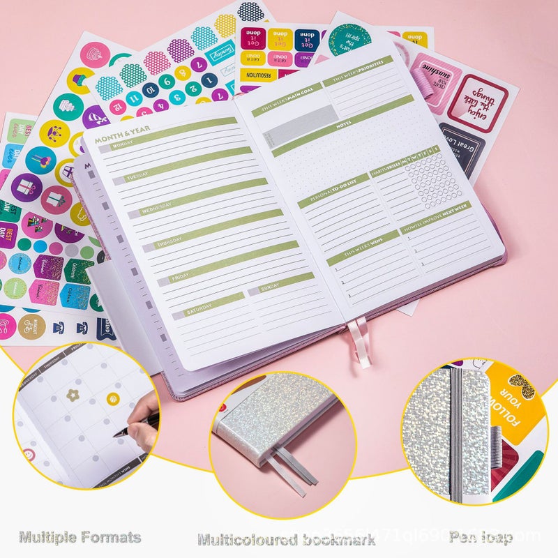 A5 Week Plan This Dot Matrix Square Self-Discipline Strap Notebook No Date Plan This Efficiency Manual - Image 4