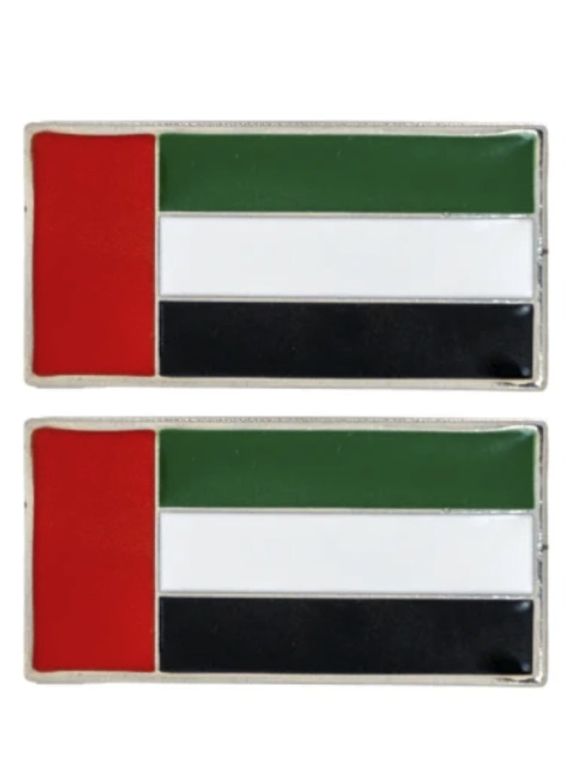 Yuwell 2 Pieces UAE National Day Flag Badge Premium Metal Magnetic Lapel Pin, Rectangle UAE Flag Brooch Emblem, Durable Magnetic Pin for Clothing, Gifts, Collectors, Party Supplies & National Day Decorations - Image 1