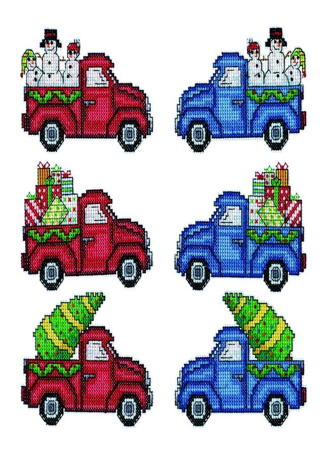 Design Works Holiday Pickups Cross Stitch Ornaments Kit-Makes Set of 6, 3" x 4.5", Multicolored - Image 1