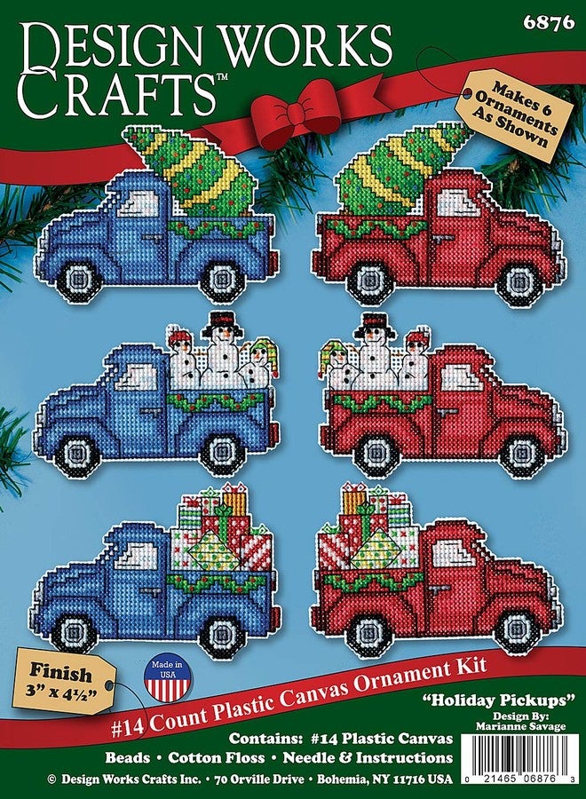 Design Works Holiday Pickups Cross Stitch Ornaments Kit-Makes Set of 6, 3" x 4.5", Multicolored - Image 2