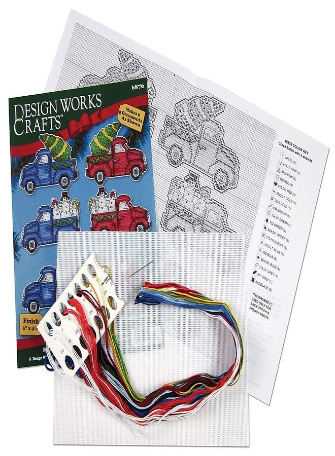 Design Works Holiday Pickups Cross Stitch Ornaments Kit-Makes Set of 6, 3" x 4.5", Multicolored - Image 3