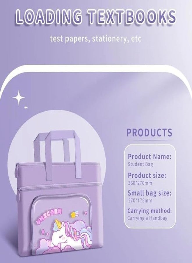 Spocco | Cartoon Design Hand Bags, Canvas Carrying Hand Bag, Reusable Shopping Hand Bag, Tote Bag For Girls, Travel Bag with Handle Strap, Zipper Document Carry Bag For Office & Home | 122 - Image 4
