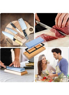 Hihonor Whetstone Knife Sharpening Stone Kit, Double Sided Whetstone Knife Sharpener 1000/6000 Grit, Professional Honing Sharpening Stone Set with Slip-Resistant Bamboo Base and Angle Guide  - Image 5