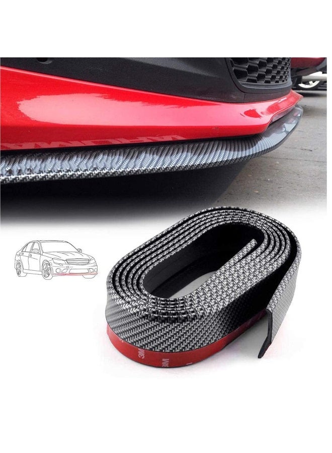 Generic Front Bumper Spoiler 2.5M Universal Carbon Fiber Car Front Bumper Sticker Lip Rubber Skirt Protector For Cars Trucks Decoration Suitable for All Models, Protection Splitter Spoiler - Image 1