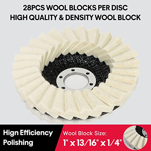 SHALL 6-Pack Felt Flap Disc Abrasives 4-1/2" x 7/8" Arbor, Wool Polishing Buffing Wheel Pad for Angle Grinder - Image 2
