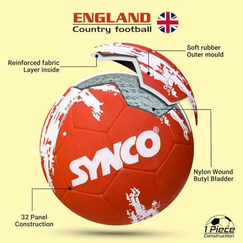 Synco Football England | Rubber Moulded | Training Country Ball for Beginners | Suitable for Indoors/Outdoors - Image 4