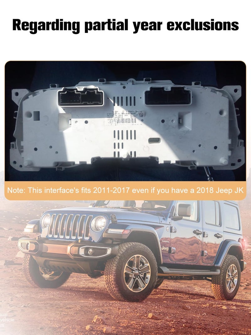 Pioowirk Cluster for Jeep JL 2018-2023, 12.3" Digital Speedometer with HD 1920x720 Screen, Aftermarker Instrument Dashboard Replacement for Wrangler Gladiator - Image 3