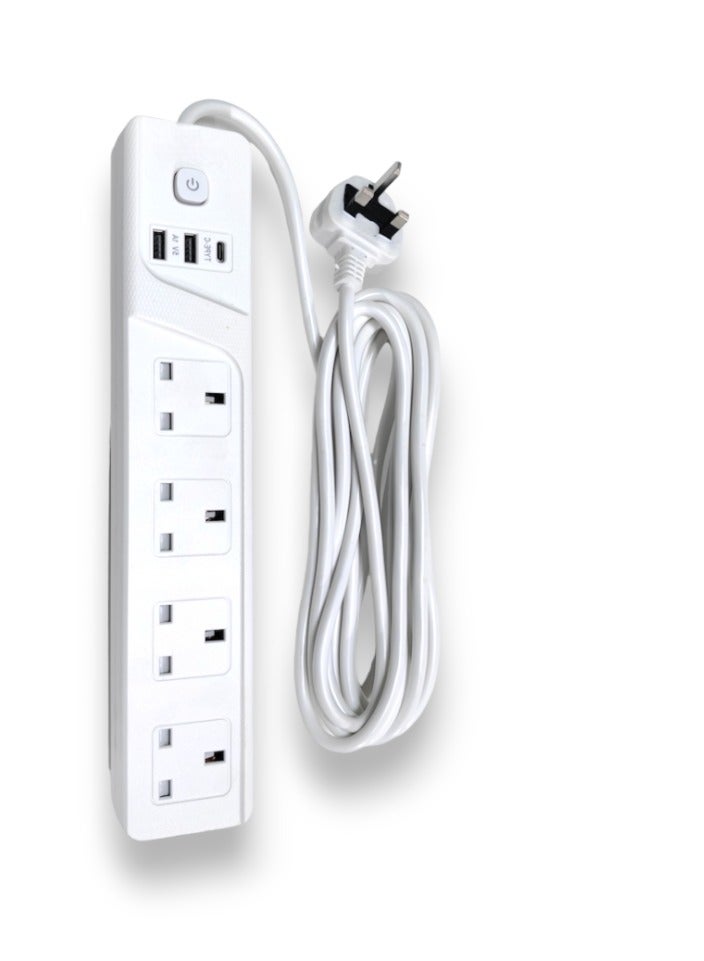 توصيلة كهرباء اربع مقابس  مع مخرجان usb ومخرج pd