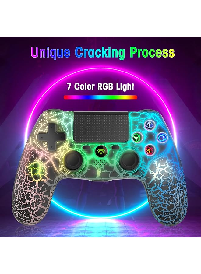 Wireless Controller For Ps4 Wireless Remote Gamepad With Unique Cracked Design/Dual Vibration/6 Axis Motion Sensor/Audio Function Game Controller Widely Compatible With Ps4/Pc(Black) - Image 3