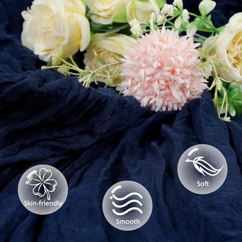 pepmily 6 Pack Navy Blue Cheesecloth Table Runner 10ft Boho Gauze Fabric Cheese Cloth Table Runner 35 x 120 Inch Rustic Sheer for Holiday Baby Shower Home Décor Party Wedding Decoration - Image 4