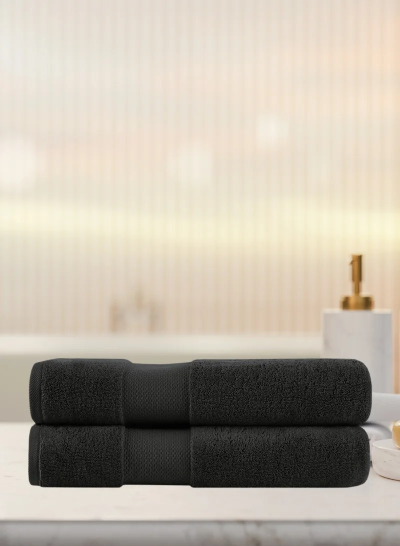 1Chase Luxury Cotton Bath Towels – Set of 2 Large Black Towels | 70x140 cm, 600 GSM, Ultra-Soft & Absorbent Hotel & Spa Quality