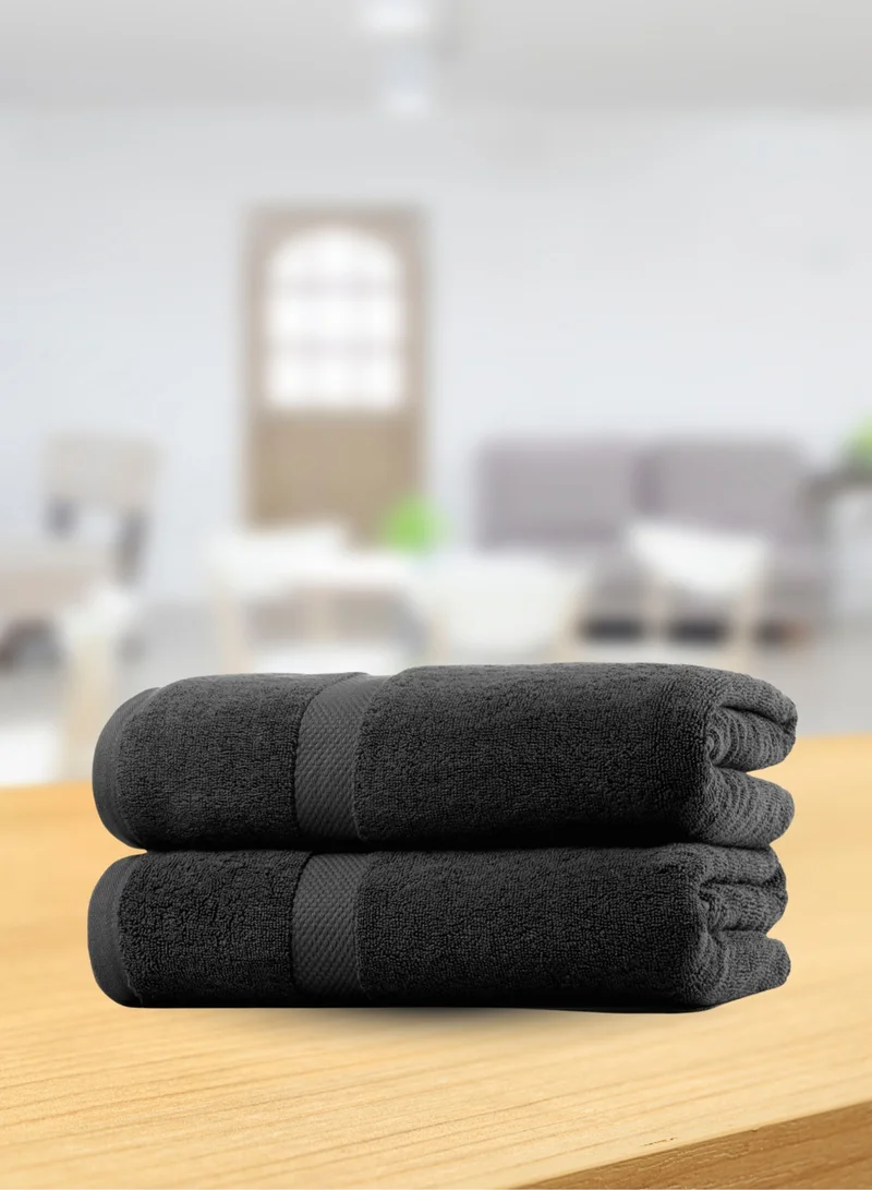 1Chase Luxury Cotton Bath Towels – Set of 2 Large Black Towels | 70x140 cm, 600 GSM, Ultra-Soft & Absorbent Hotel & Spa Quality