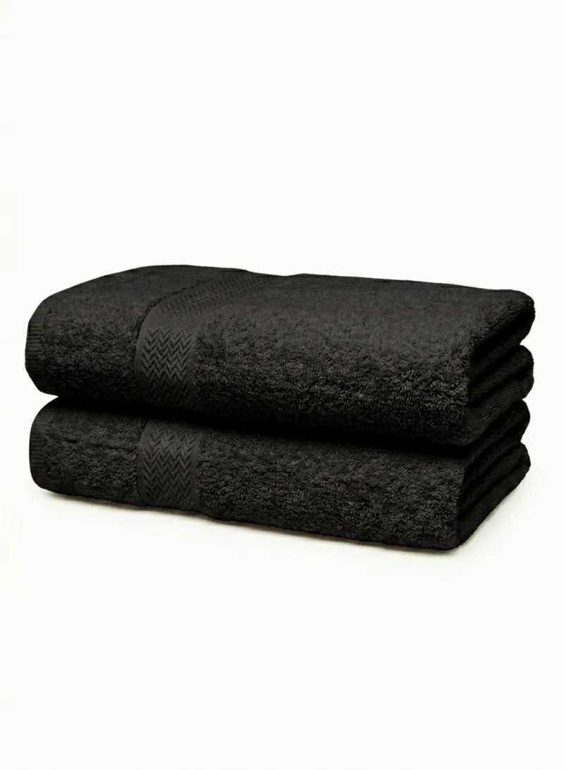 1Chase Luxury Cotton Bath Towels – Set of 2 Large Black Towels | 70x140 cm, 600 GSM, Ultra-Soft &amp; Absorbent Hotel &amp; Spa Quality