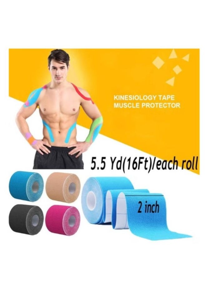 4-Roll Waterproof Breathable Kinesiology Tape, Athletic Elastic Kneepad Muscle Pain Relief Knee Taping for Gym Fitness Running Tennis Swimming Football (Black, Gray, Pink, Blue) - pzsku/ZE4A1D3A019237856F253Z/45/_/1726218017/dc0b2aa1-51bf-4f5e-84b9-68a926085455