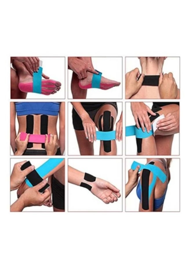 4-Roll Waterproof Breathable Kinesiology Tape, Athletic Elastic Kneepad Muscle Pain Relief Knee Taping for Gym Fitness Running Tennis Swimming Football (Black, Gray, Pink, Blue) - pzsku/ZE4A1D3A019237856F253Z/45/_/1726218049/cc70646d-2510-440e-b088-c5821355427b