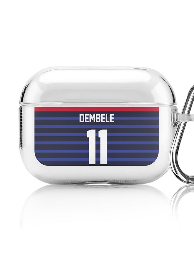 Stylizedd Classic Clear printed Case for Apple Airpods Pro Soft TPU Gel Thin Transparent Flexible Cover [Designed for Apple Airpods Pro] - Football Team - France, Player Name - Dembele - Image 1