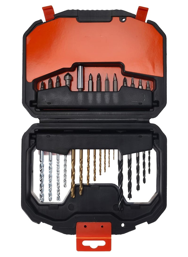 بلاك اند ديكر مثقاب كهربائي 500 وات HD5010-B5 مع طقم اكسسوارات 30 قطعة  A7183-XJ ومفط بطارية صغير KC3610-B5 - Image 3