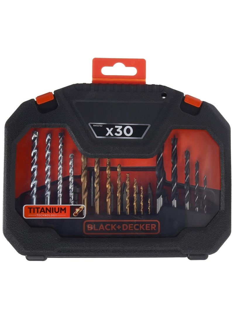 بلاك اند ديكر مثقاب كهربائي 500 وات HD5010-B5 مع طقم اكسسوارات 30 قطعة  A7183-XJ ومفط بطارية صغير KC3610-B5 - Image 4