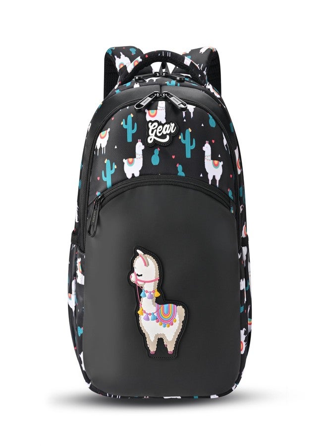 Gear Llama 2 Compartment Backpack 15"/21L Small Water Resistant School Bag/Casual 2 Compartment Backpack/Daypack/Kids Bag for Boys/Girls (Black-Pink) - Image 1