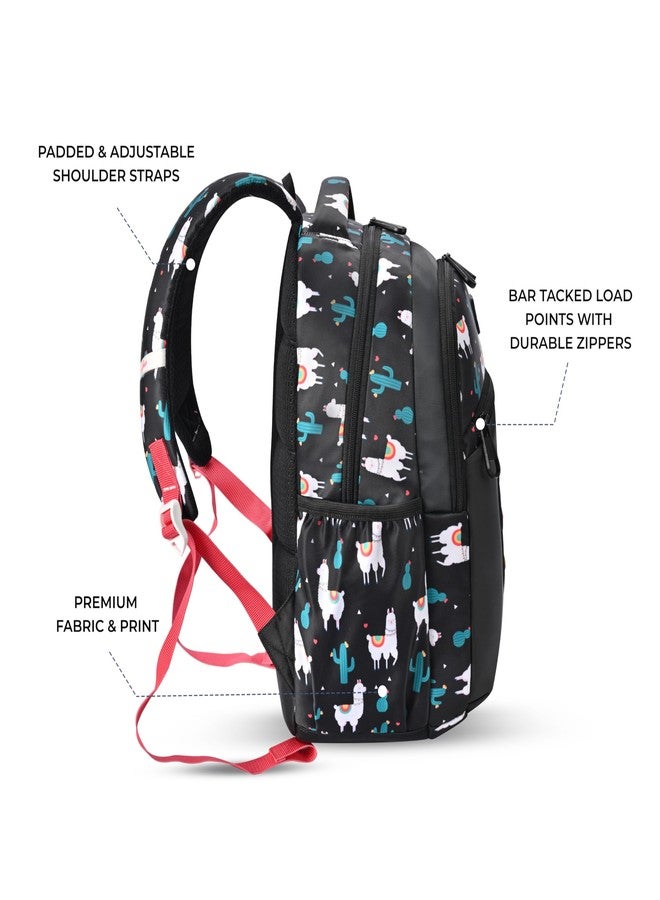 Gear Llama 2 Compartment Backpack 15"/21L Small Water Resistant School Bag/Casual 2 Compartment Backpack/Daypack/Kids Bag for Boys/Girls (Black-Pink) - Image 3