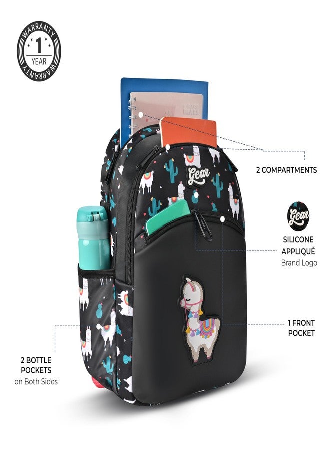 Gear Llama 2 Compartment Backpack 15"/21L Small Water Resistant School Bag/Casual 2 Compartment Backpack/Daypack/Kids Bag for Boys/Girls (Black-Pink) - Image 4