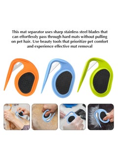 BIGTHREE Pet Knotting Comb with Steel Blade, 3 Pcs Knotting Comb for Dogs Cats, Pet Grooming Brush Dematting Comb Hair Removal Tangles for Dogs Cats, Furminator for Cats Dogs  - Image 5