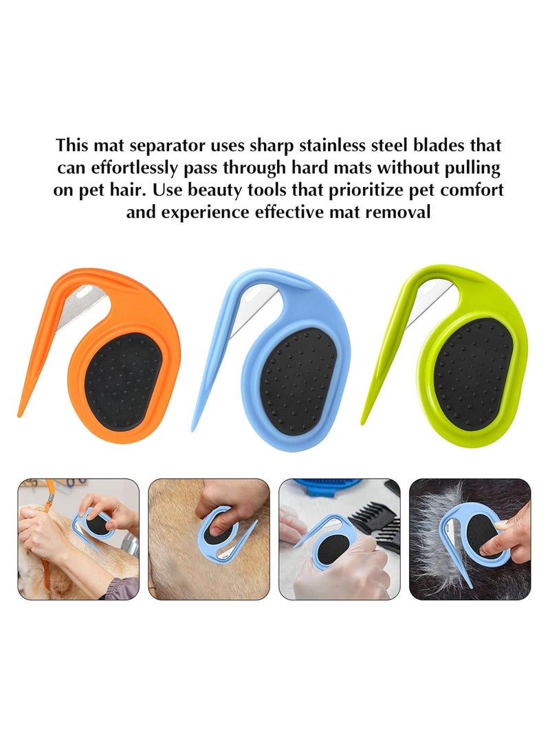 BIGTHREE Pet Knotting Comb with Steel Blade, 3 Pcs Knotting Comb for Dogs Cats, Pet Grooming Brush Dematting Comb Hair Removal Tangles for Dogs Cats, Furminator for Cats Dogs - Image 5
