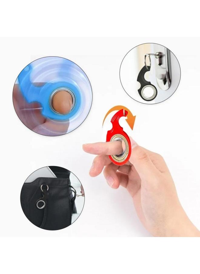 Generic - Fingertip Rotating Keyring Metal Gadget Anti Stress Toy Keychain Spinner Fidget Toy Stress Relief Sensory Toys for Teens Adults-Color:Blue - Image 1