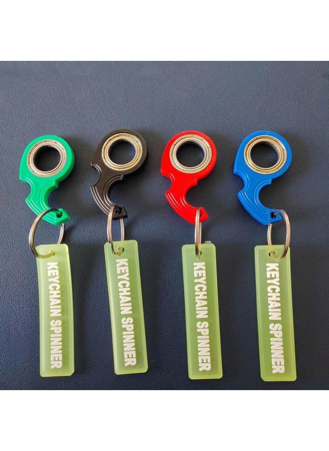 Generic - Fingertip Rotating Keyring Metal Gadget Anti Stress Toy Keychain Spinner Fidget Toy Stress Relief Sensory Toys for Teens Adults-Color:Blue - Image 1