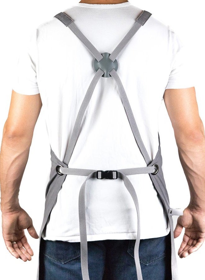 Hudson Durable Goods Professional Grade Chef Apron for Kitchen, BBQ, and Grill (Grey) with Towel Loop + Tool Pockets + Quick Release Buckle, Adjustable M to XXL - Image 3