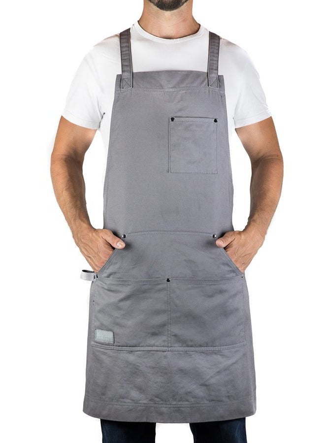 Hudson Durable Goods Professional Grade Chef Apron for Kitchen, BBQ, and Grill (Grey) with Towel Loop + Tool Pockets + Quick Release Buckle, Adjustable M to XXL - Image 2