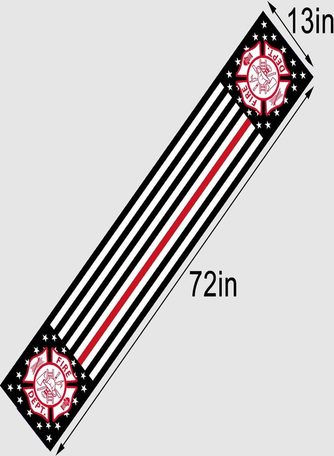 DodelyGz Firefighter Theme Table Runner,Firefighter Fireman Theme Tablecloth Kitchen Dining Table Linen for Indoor Outdoor Home Party Decor 13 x 72 Inch - Image 2