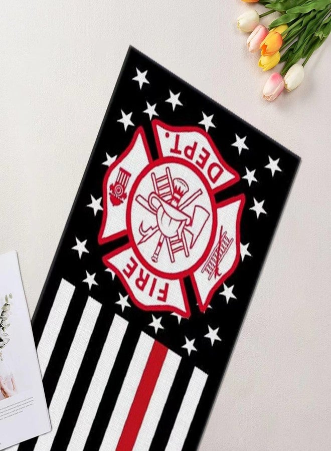 DodelyGz Firefighter Theme Table Runner,Firefighter Fireman Theme Tablecloth Kitchen Dining Table Linen for Indoor Outdoor Home Party Decor 13 x 72 Inch - Image 3