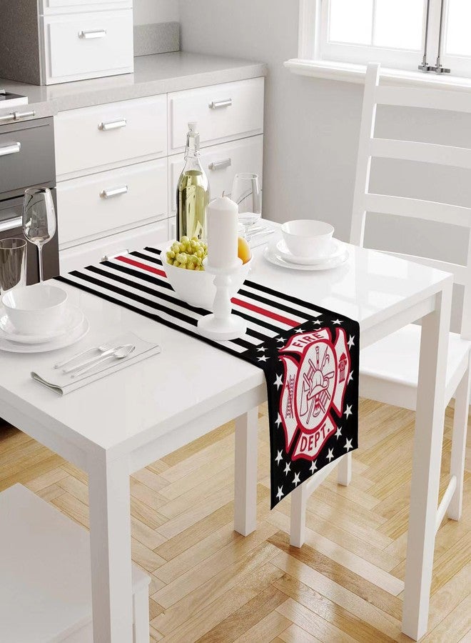 DodelyGz Firefighter Theme Table Runner,Firefighter Fireman Theme Tablecloth Kitchen Dining Table Linen for Indoor Outdoor Home Party Decor 13 x 72 Inch - Image 4