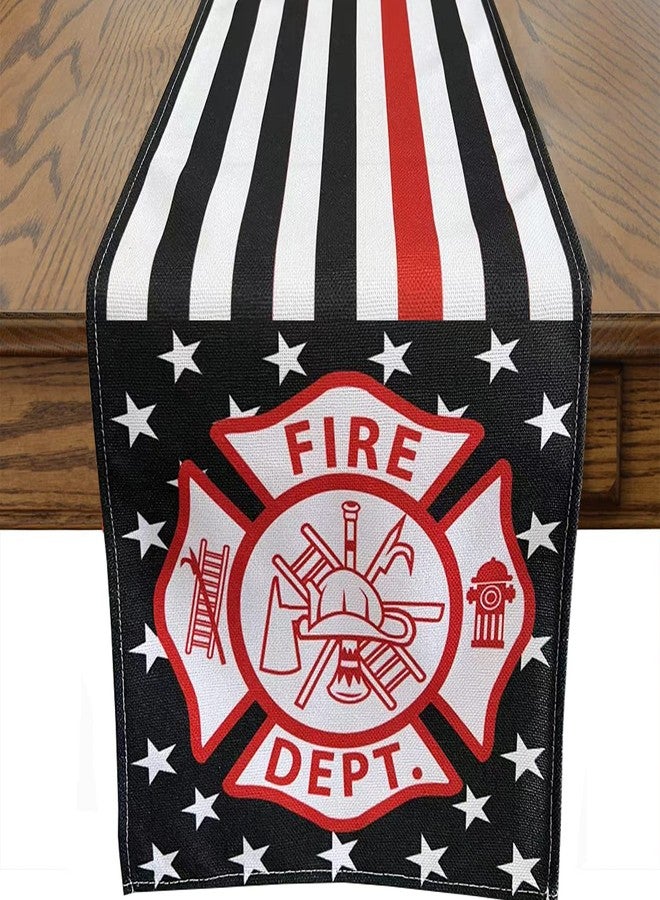 DodelyGz Firefighter Theme Table Runner,Firefighter Fireman Theme Tablecloth Kitchen Dining Table Linen for Indoor Outdoor Home Party Decor 13 x 72 Inch - Image 1