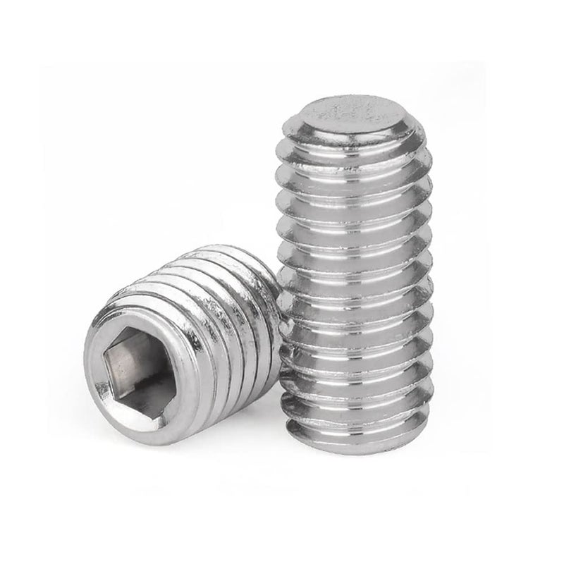junter Store 30pcs M6-0.75 x 12mm Fine Thread Metric A2 Stainless Steel Flat Point Grub Hex Socket Set Screws Metric DIN913 - Image 1