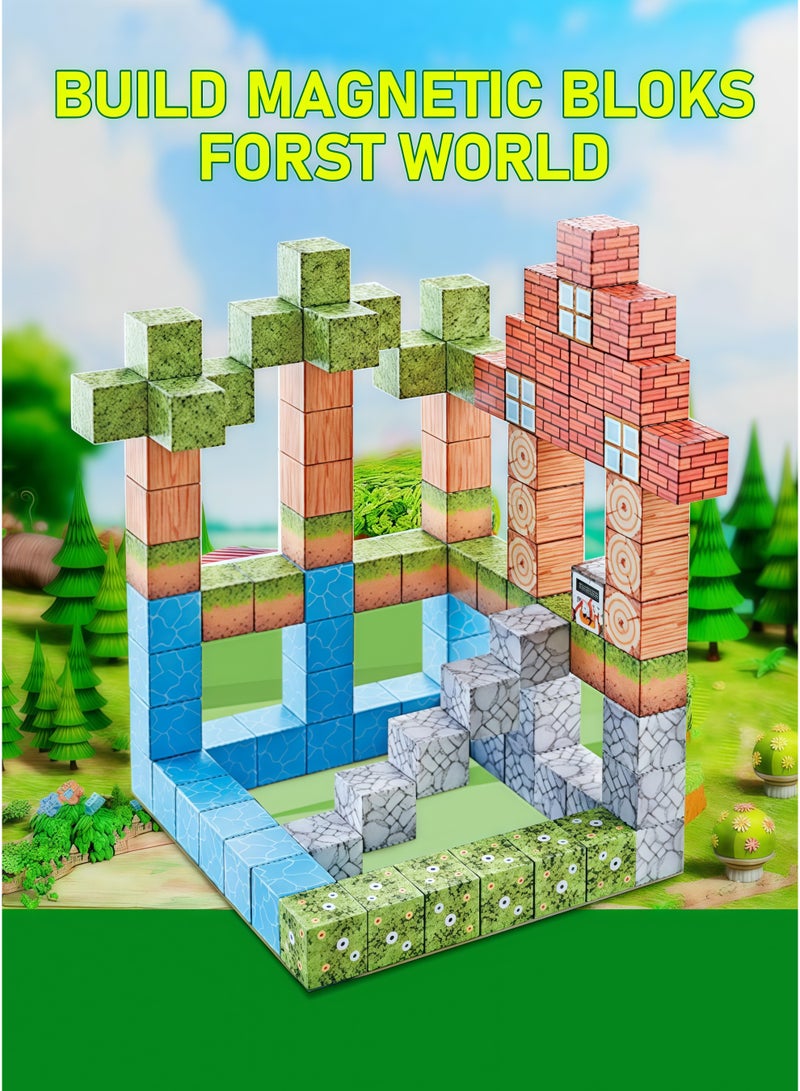 102PCS Magnetic Blocks-Build Mine Magnet World Set for Boys & Girls Age 3-5 6-8, STEM Sensory Toys for Toddlers Gifts for 3+ Years Old Girls Boys,2cm Magnet Cubes Classroom Must Haves Construction Toys - Image 2