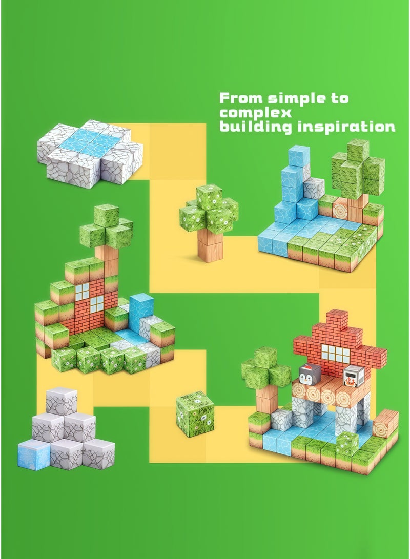 102PCS Magnetic Blocks-Build Mine Magnet World Set for Boys & Girls Age 3-5 6-8, STEM Sensory Toys for Toddlers Gifts for 3+ Years Old Girls Boys,2cm Magnet Cubes Classroom Must Haves Construction Toys - Image 4