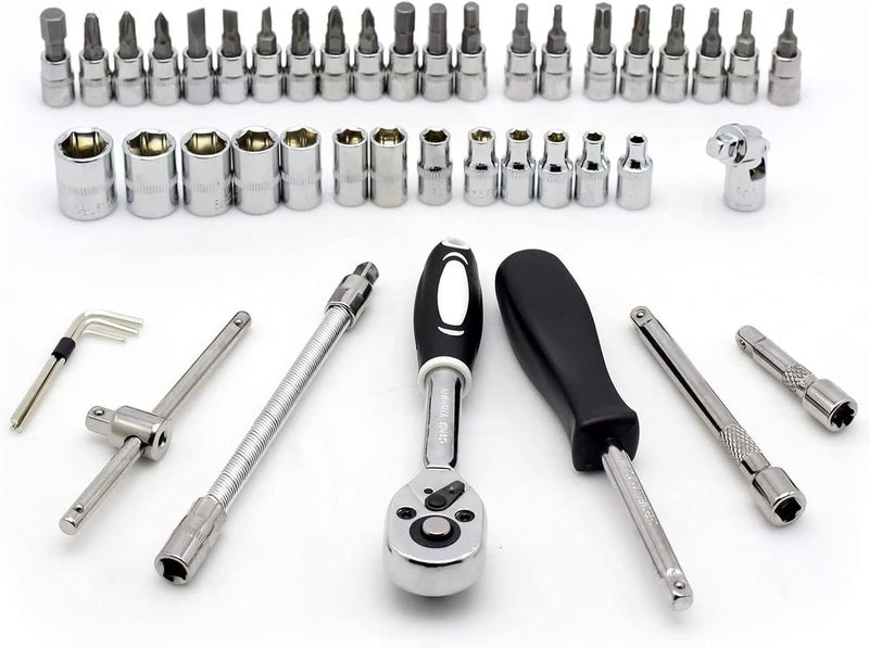 LUOWAN 46 Piece 1/4 Inch Drive Socket Set with Ratchet Wrench, Sockets, and Screwdriver Bits - Image 4