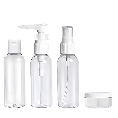 Hian 50ml Transparent Travel Bottles Set Leak Proof Refillable Toiletry Containers BPA Free Mini Kit for Shampoo Lotion Cosmetic Storage Portable Travel Accessories, Pack of 4 - Image 1