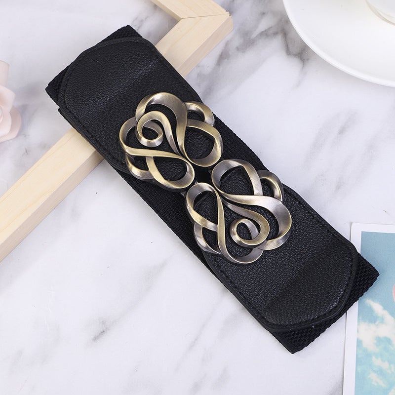 Ladies Elastic Waistband Fashion Belt for Coats White - Image 2